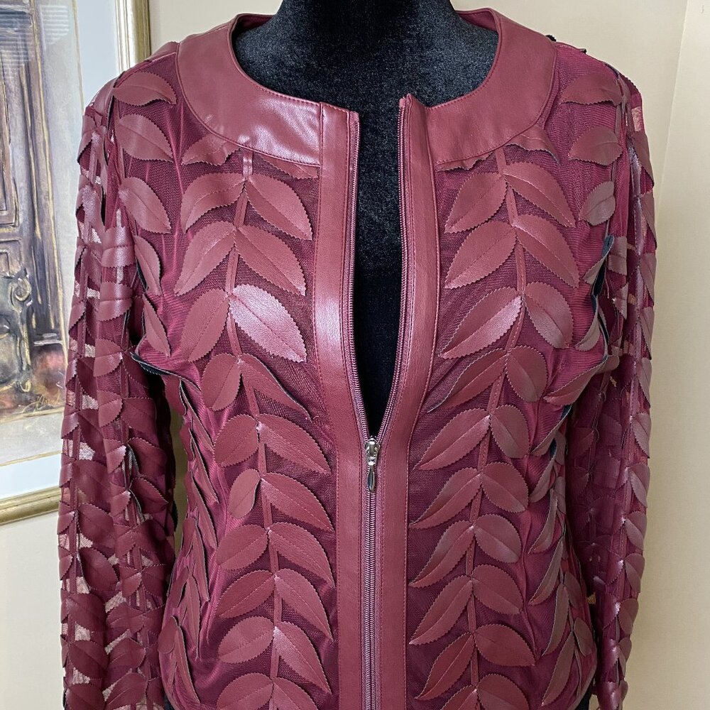 Stylish sheer, burgundy jacket